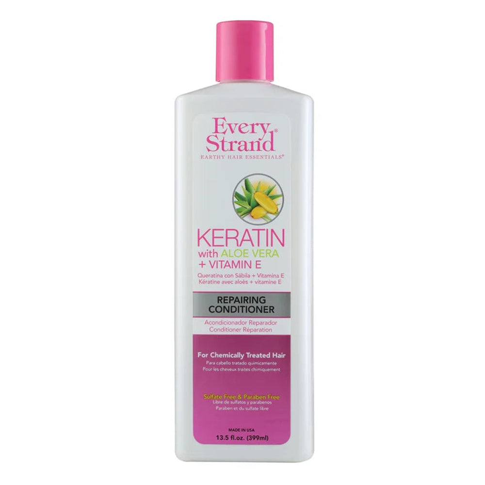 Every Strand Keratin Repairing Conditioner with Aloe Vera and Vitamin E Helps Repair Dry and Damaged Hair 13.5Oz (399ml)